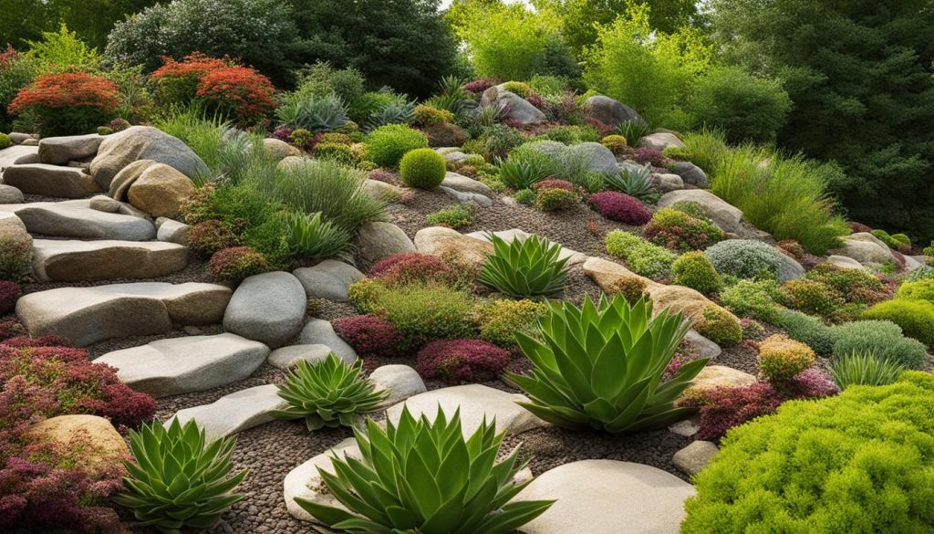landscape design with rocks and stones